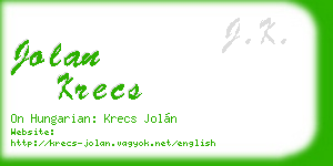 jolan krecs business card